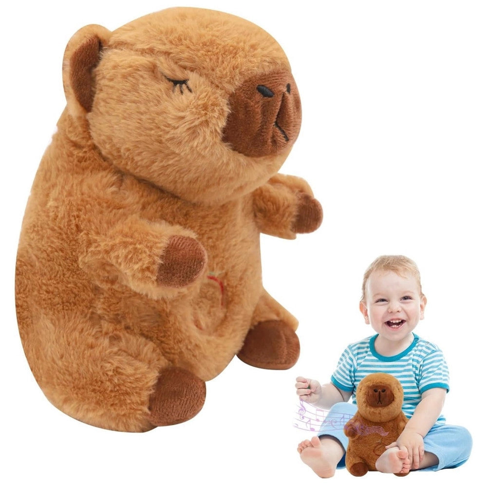 Trade Shop - Peluche Capibara Che Respira Movimento Respirante Con Luci Musica Per Bambini Morbido -