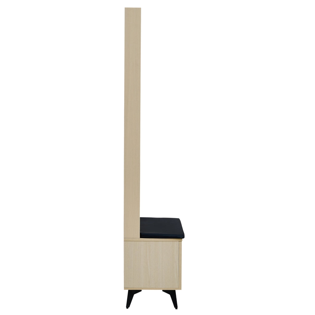 Mobili da ingresso con panca e 4 ganci, vani contenitore, in MDF effetto legno, stile moderno, per ingresso, 60 × 35 × 179,5 cm