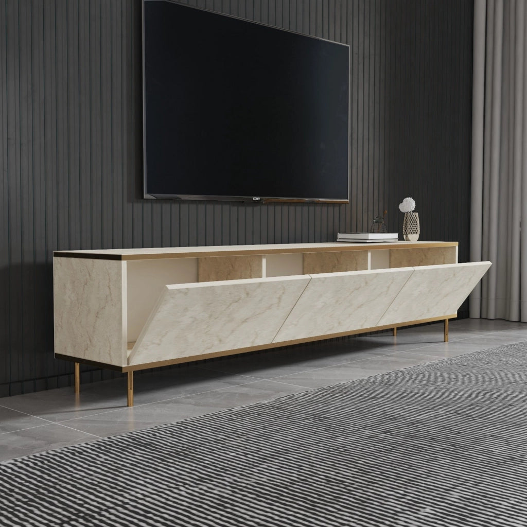Sassello, Mobile Porta tv 3 Vani, 180x35x45h cm Beige Maro