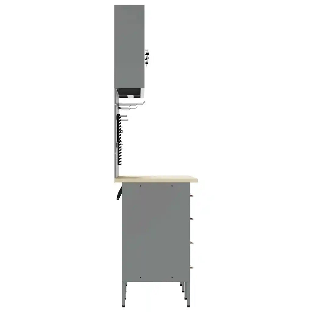 Mobile da lavoro 8 pcs Rosso Legno ingegnerizzato e acciaio 3321435