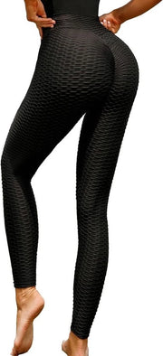 Leggins da Allenamento con Rilievo per Donna - Yoga Palestra Corsa - Leggins Sportivi con Rilievo e vita elastica con vita con rilievo e vita con controllo di pancia