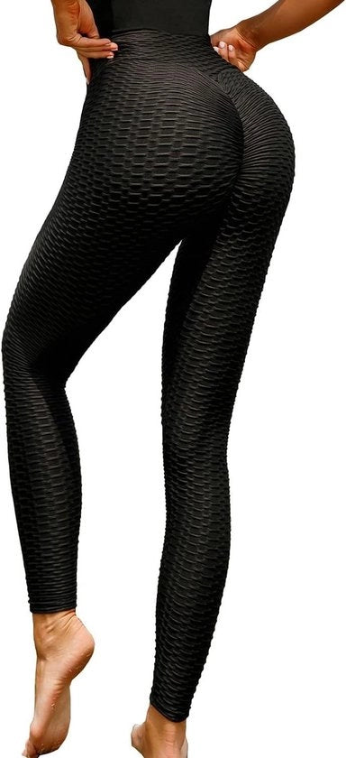 Leggins da Allenamento con Rilievo per Donna - Yoga Palestra Corsa - Leggins Sportivi con Rilievo e vita elastica con vita con rilievo e vita con controllo di pancia