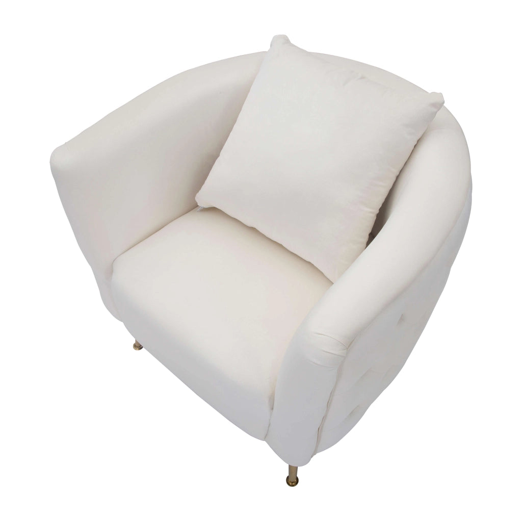 Poltroncina Killar, Poltrona Rivestimento in Velluto, 76x74x71h cm Bianco Crema