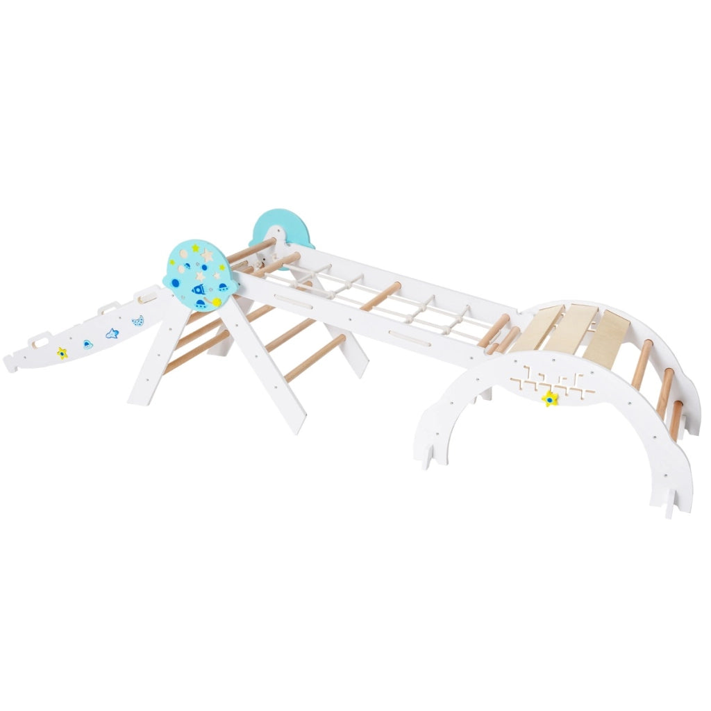 Set triangolo giocattoli pieghevoli per bambini che scalano, Triangolo palestra interno con scivolo ad arco Bianco-Arrampicate e scivoli