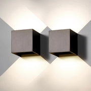 Set 2 Pezzi Applique LED da Parete 2 LED Design Quadrato IP65 Interno/Esterno Luce Naturale o Fredda Nero o Bianco Luce Naturale - Nero
