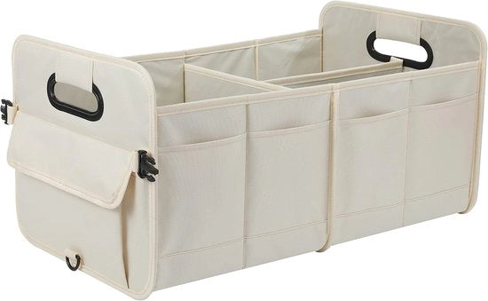Organizzatore di Cassetto per Auto Opportuno Opacizzabile Multi Compartimento Organizzatore per Auto Adattabile Cinturone per Auto (55 x 32 x 32cm) - Bianco - 55L x 32P x 32A cm