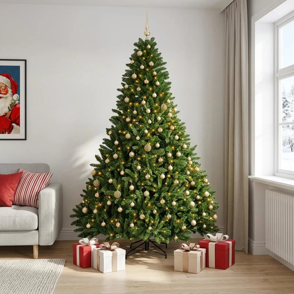 Albero di Natale artificiale verde chiaro con palline 270 cm 3467347