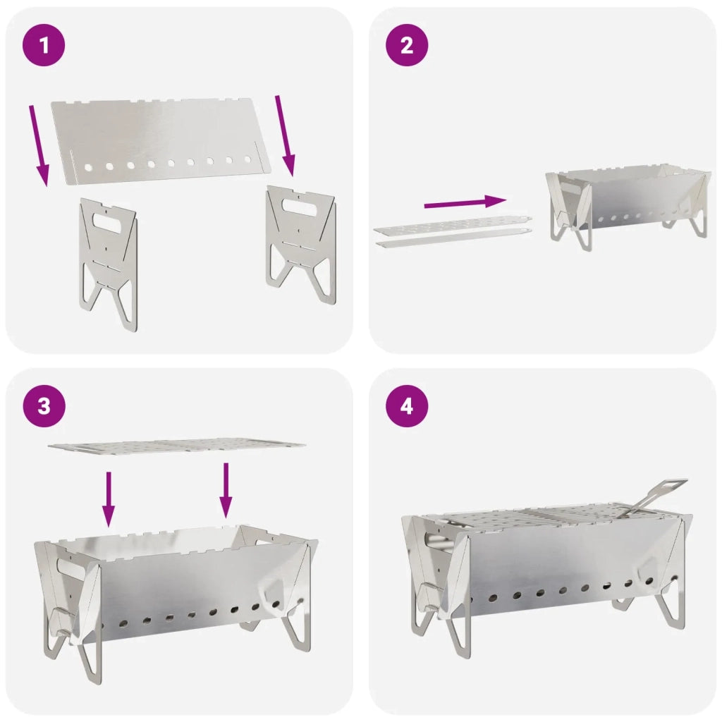 Focolare da campeggio 42 x 22 x 18 cm Acciaio Inox Argento 42028478