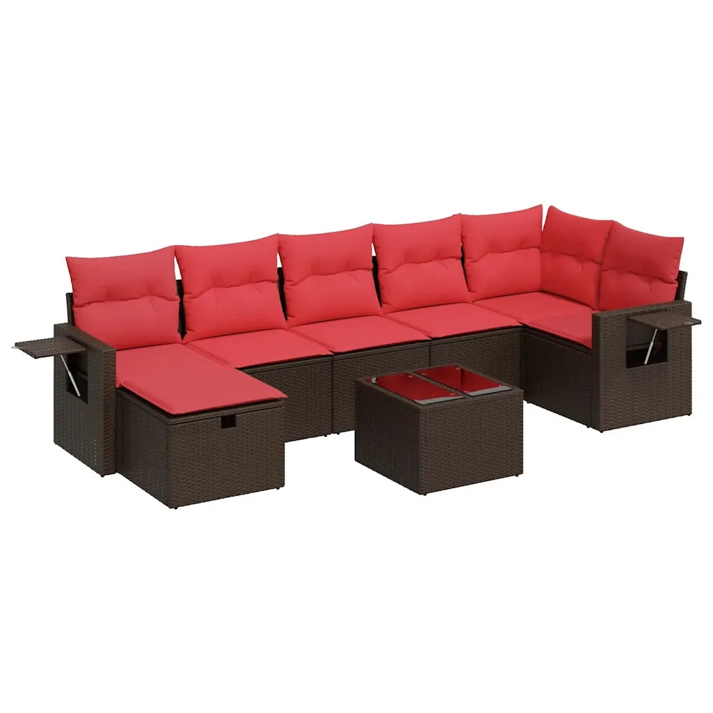 Set Divani da Giardino 8 pz con Cuscini Marrone in Polyrattan 3325520