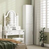 Mobile Colonna Bagno a 2 Armadietti con 6 Ripiani Regolabili, in Legno, 40x35x180 cm, Bianco