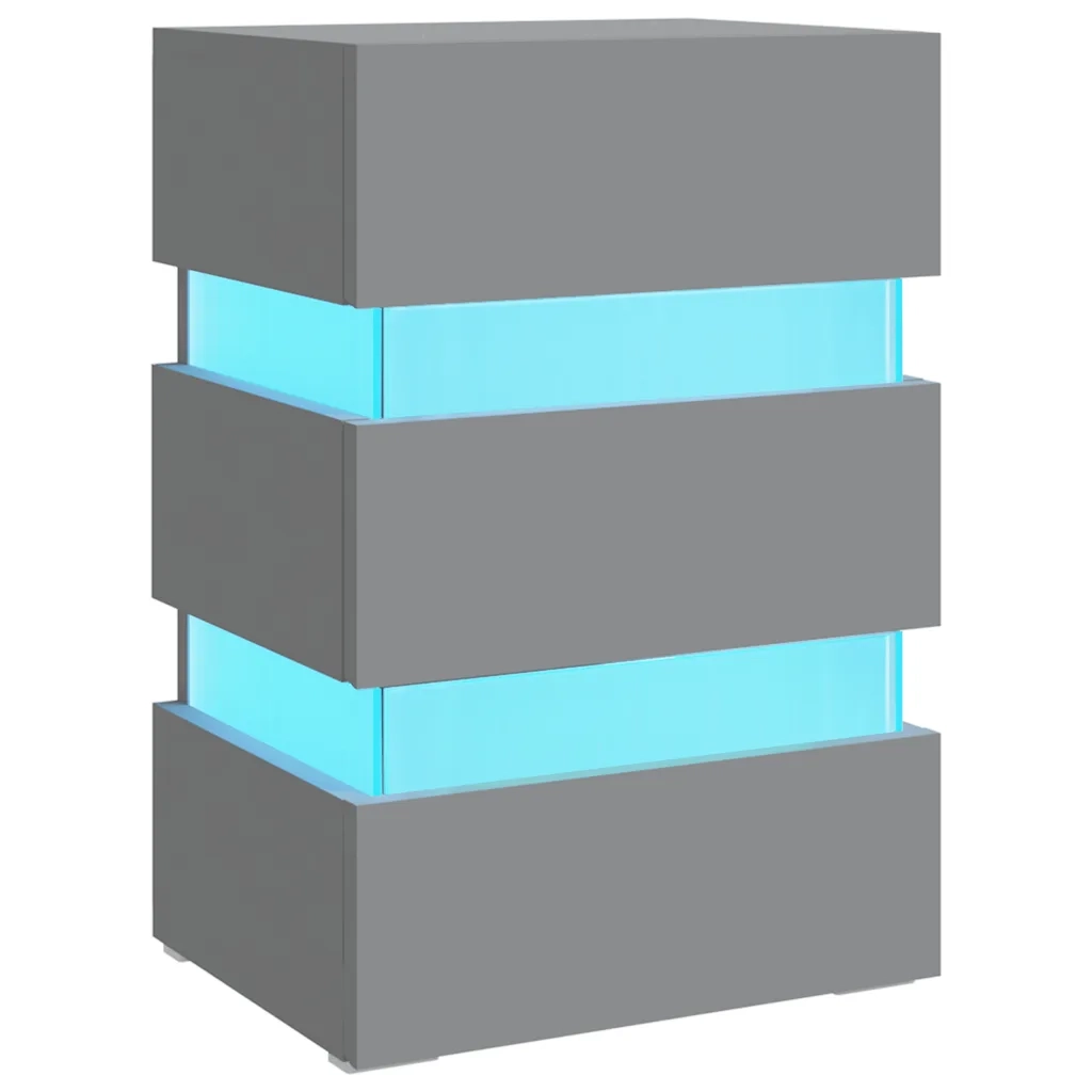 Comodino Grigio con Luci LED 45x35x67 cm in Truciolato cod mxl 58624