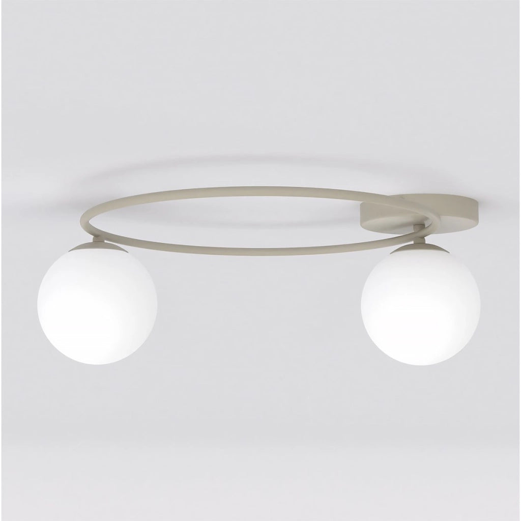 Lampada a sospensione SOPRA in acciaio beige e vetro opale