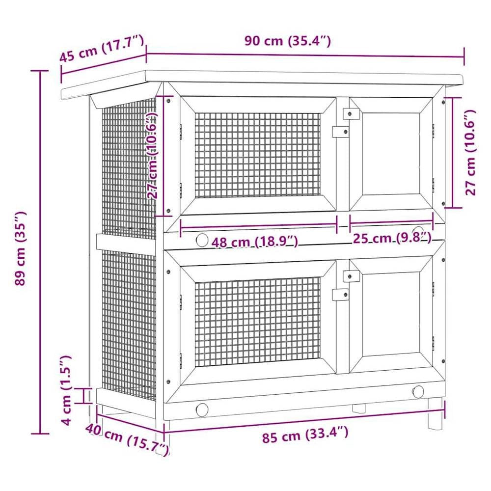 Rabbit Hutch With 4 Doors, Brown Wood