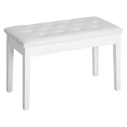 Sgabello Pianoforte Professionale con Vano Portaoggetti Ecopelle, Legno 76 × 36 × 50cm Bianco