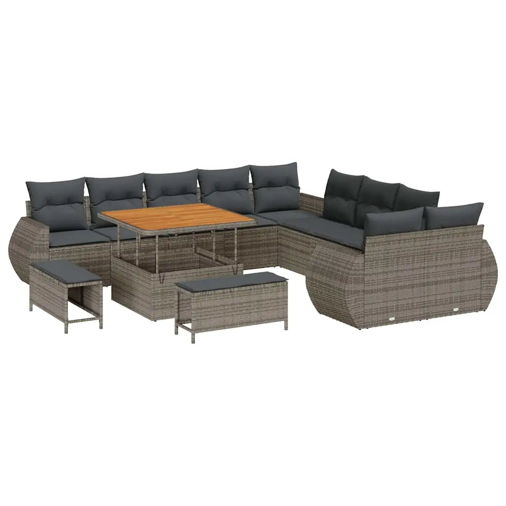 Set Divano da Giardino 13 pcs Grigio polyrattan
