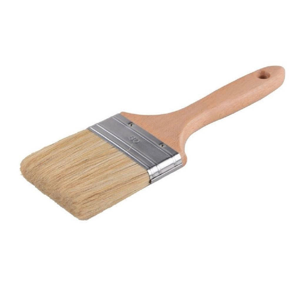 Trade Shop - Pennello Piatto 80mm Pennellessa Manico In Legno Con Setole Lunghe Per Dipingere -