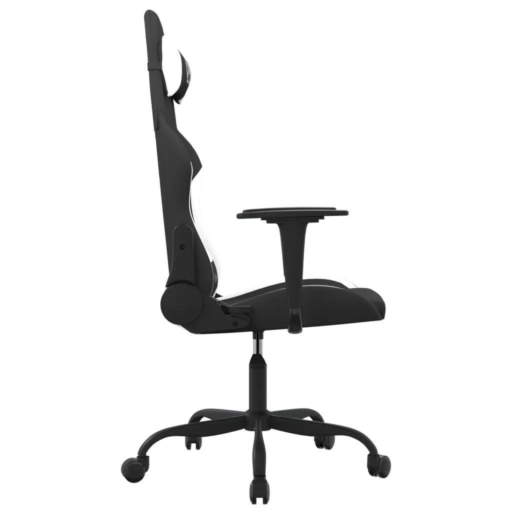 Sedia da Gaming Nero e Bianco in Tessuto 3143719