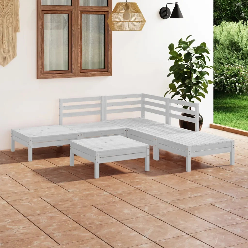 Set Salotto da Giardino 6 pz | Set di Mobili da Esterno in Legno Massello di Pino Bianco