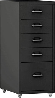 Cassa per Ufficio Moss - Cassetto - Su Ruote - 69x28x41 cm - Nero - Acciaio - Design Stilistico