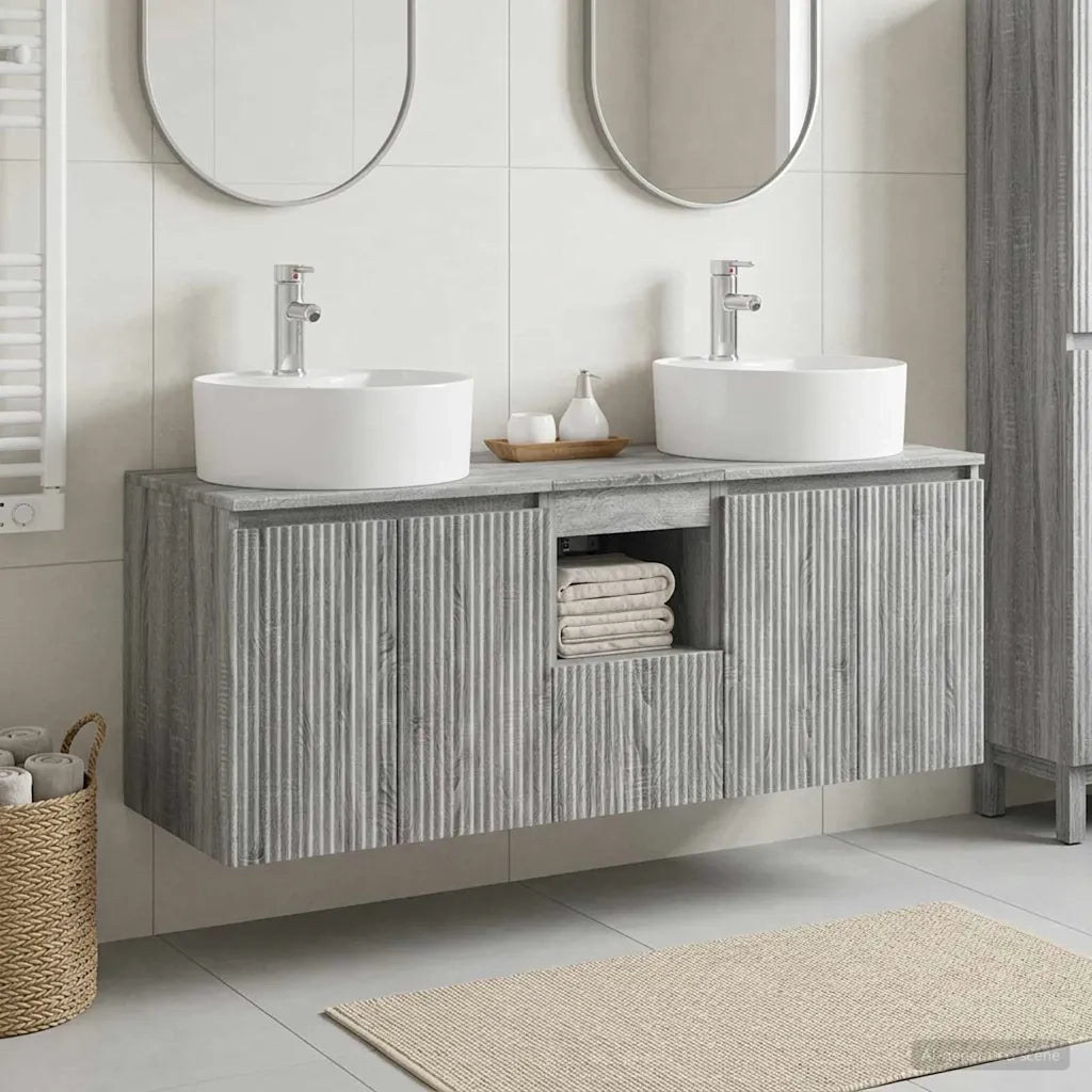 Set di Armadi da Bagno 3 pz Sonoma grigio 49,5 x 44,5 x 65 cm