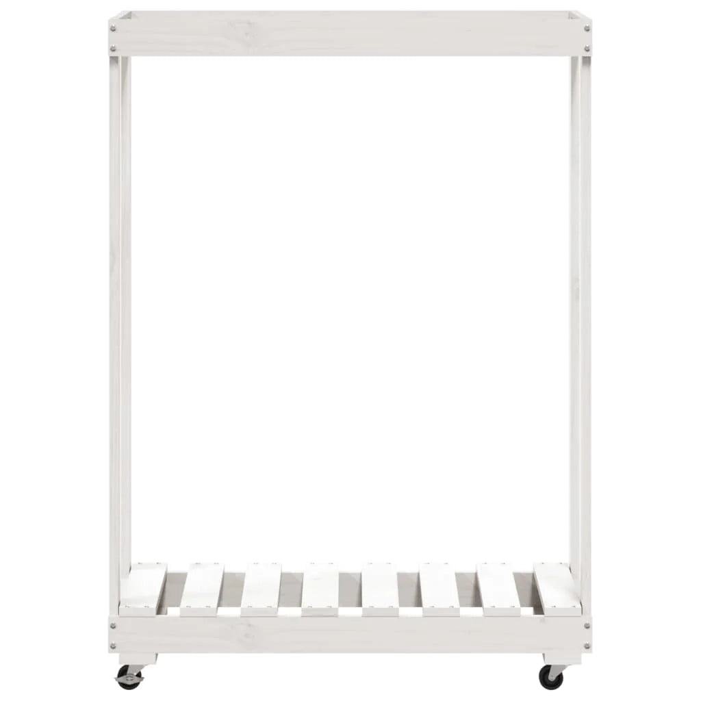 Portalegna con ruote 76,5 x 40 x 108 cm legno massello di pino bianco 02_0043804