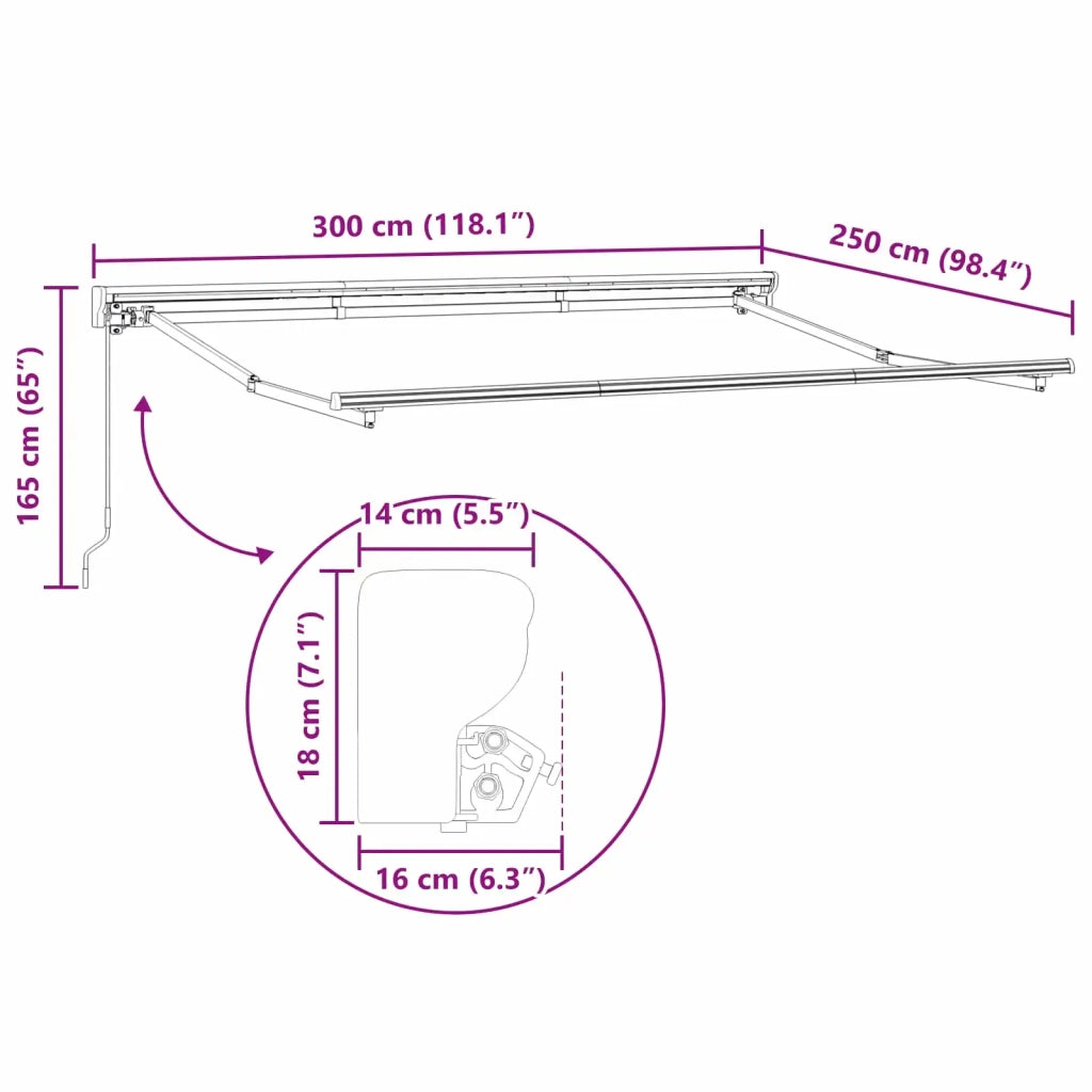 Tenda retrattile manuale Grigio Chiaro 3 x 2,5 m 3420226