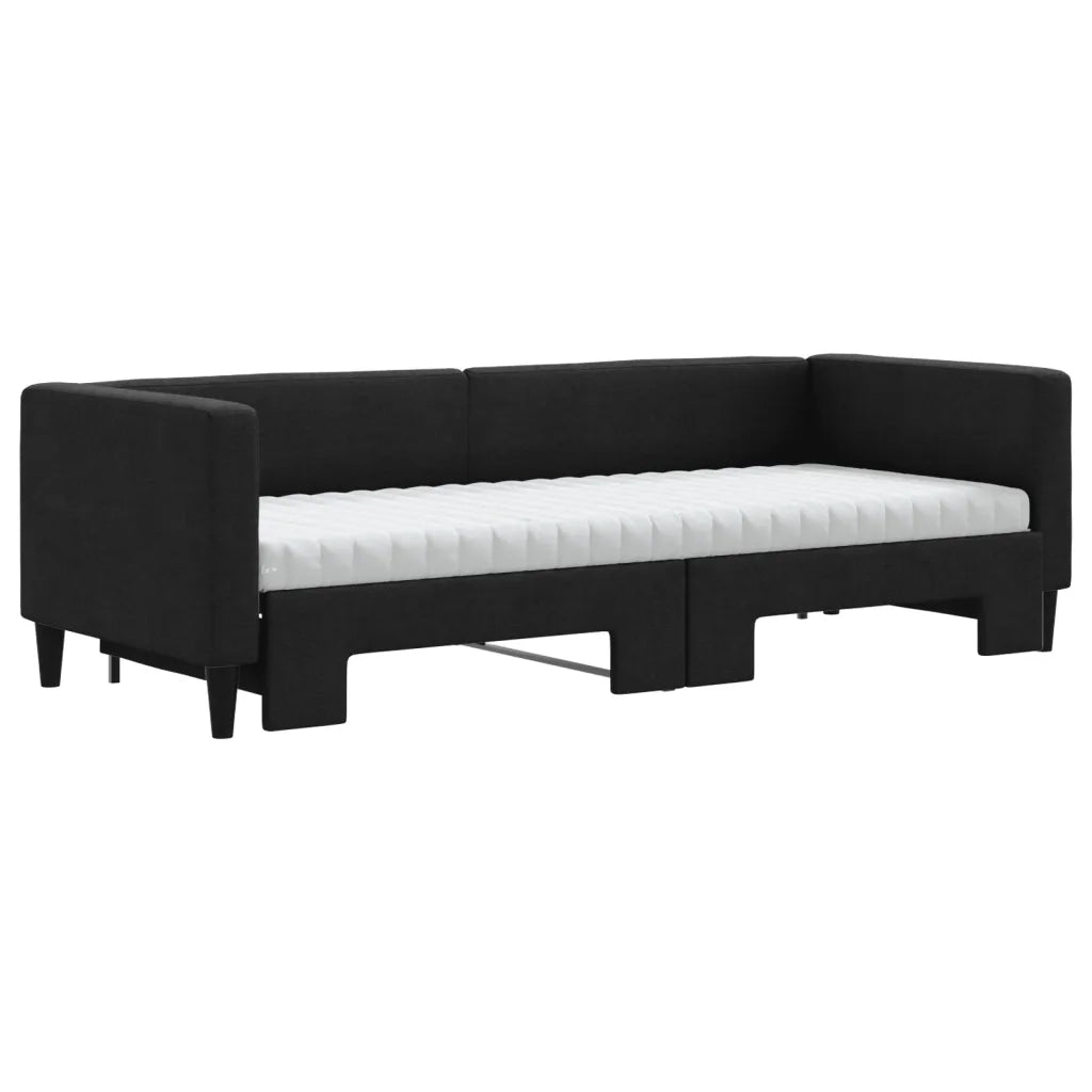 Divano Letto Estraibile con Materassi Nero 80x200 cm Tessuto 3196593