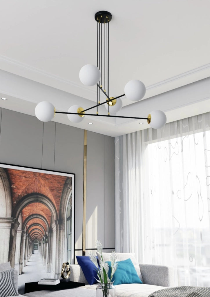 Lampadario Emibig Ognis 6 Nero 6xE14 Ø90cm regolabile