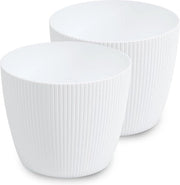 Piantina grande per piante - set da 2 - diametro 22 cm - bianco