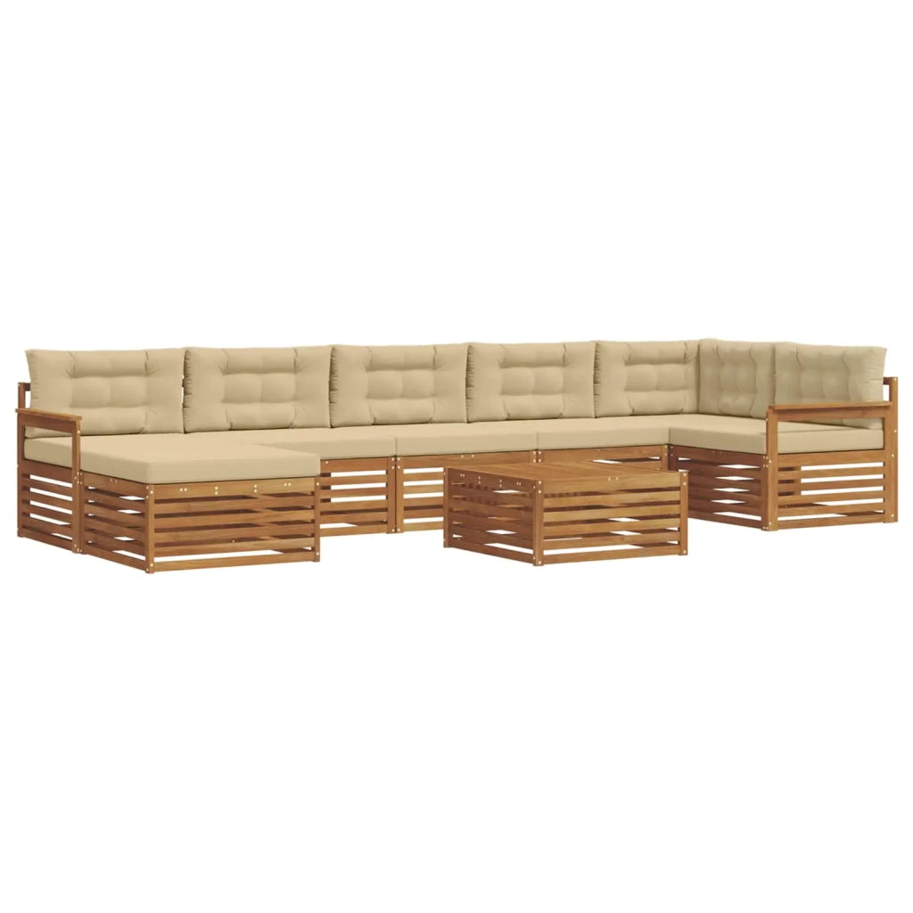 Set di divani da esterno con cuscino 8 pcs Naturale e Beige
