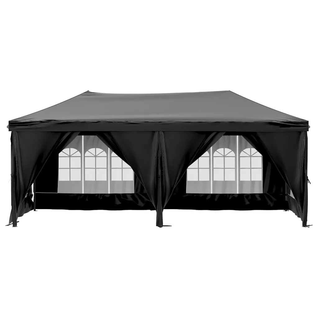 Tenda per Feste Pieghevole con Pareti Laterali-Tenda Gazebo Nero 3x6 m 825806