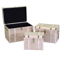 Set 3 Baule in legno sbiancato rettangolare