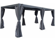 Pergola bioclimatica in alluminio con tenda e zanzariera "Kensington" - 3 x 5 m - Grigio