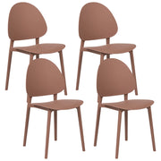 Set di 4 sedie da pranzo in plastica marrone per interni ed esterni senza braccioli stile classico minimalista