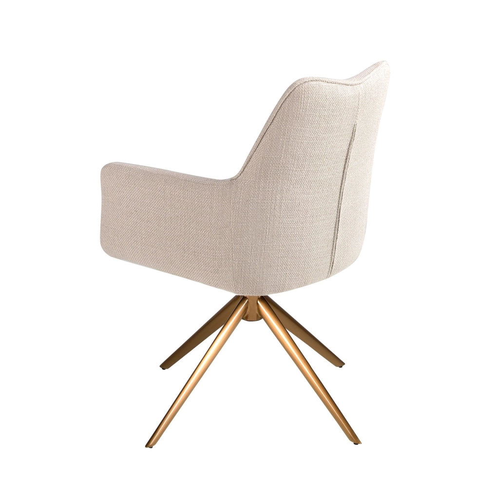 Sedia girevole in tessuto crema