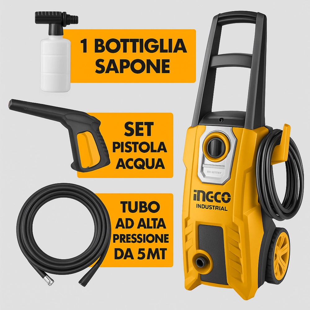 Idropulitrice elettrica 1800w 150bar inclusi accessori pulizia sporco