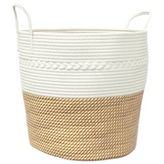 Cestino Portaoggetti Marrone e Bianco ?43x38 cm in Cotone CFW5648142