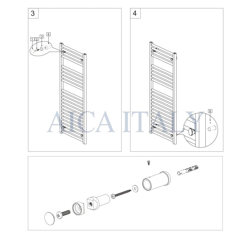 Termoarredo Bagno in Acciaio al Carbonio Calorifero Riscaldamento ad Acqua Antracite 800x600 mm