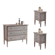 Set 1 como' e 2 comodini in legno laccato grigio finitura cerato - Mobili 2G