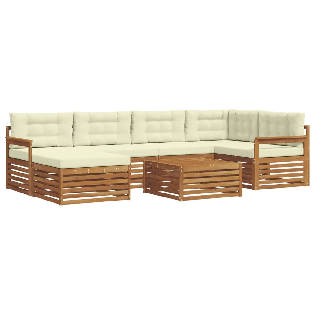 Set di divani da esterno con cuscino 7 pcs Naturale e Crema