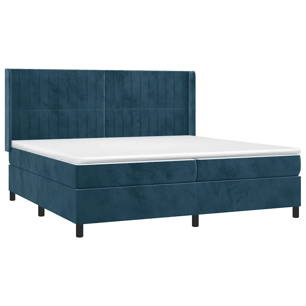 Letto a Molle con Materasso e LED Blu Scuro 200x200 cm 3139707