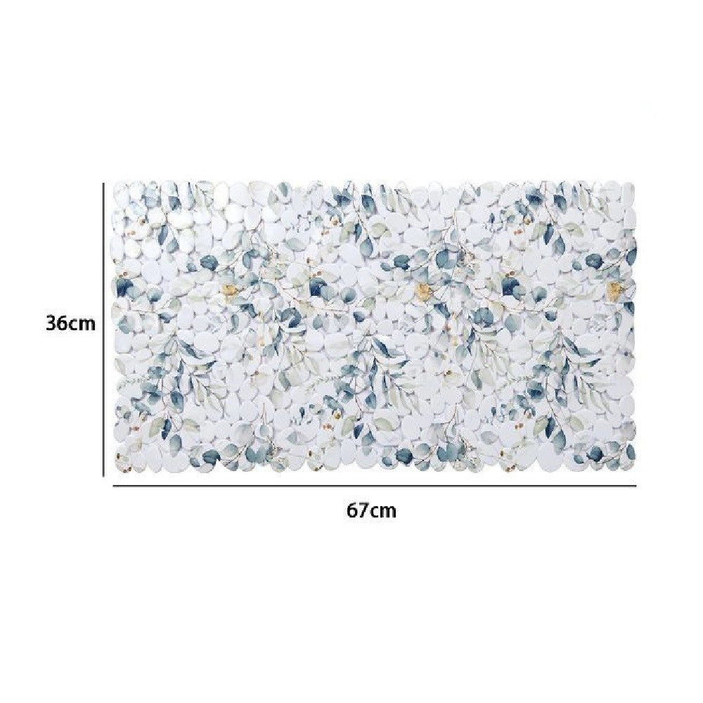 Trade Shop - Tappeto Tappetino Pvc Fiori Foglie Antiscivolo Vasca Bagno Doccia 67x36cm 87059 -