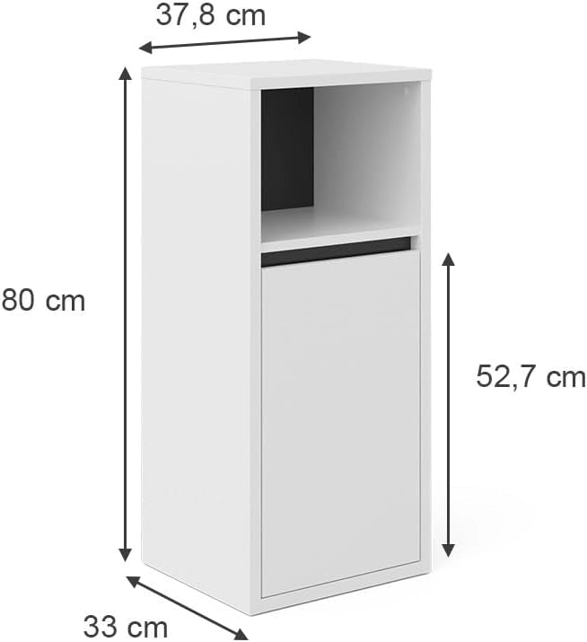 Mobiletto bagno Viola, Bianco, 38 x 80 cm, per montaggio a parete con vani a giorno e vani chiusi