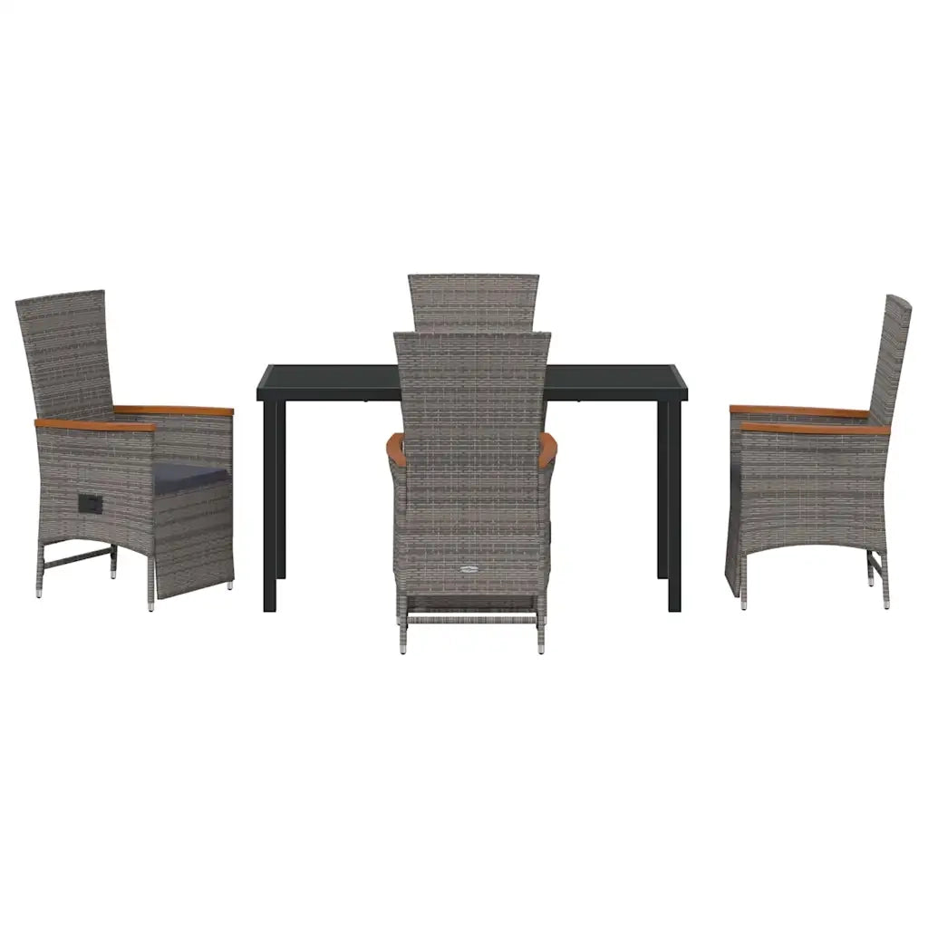 Set da Pranzo per Giardino con cuscino 5 pcs Grigio polyrattan 3379452