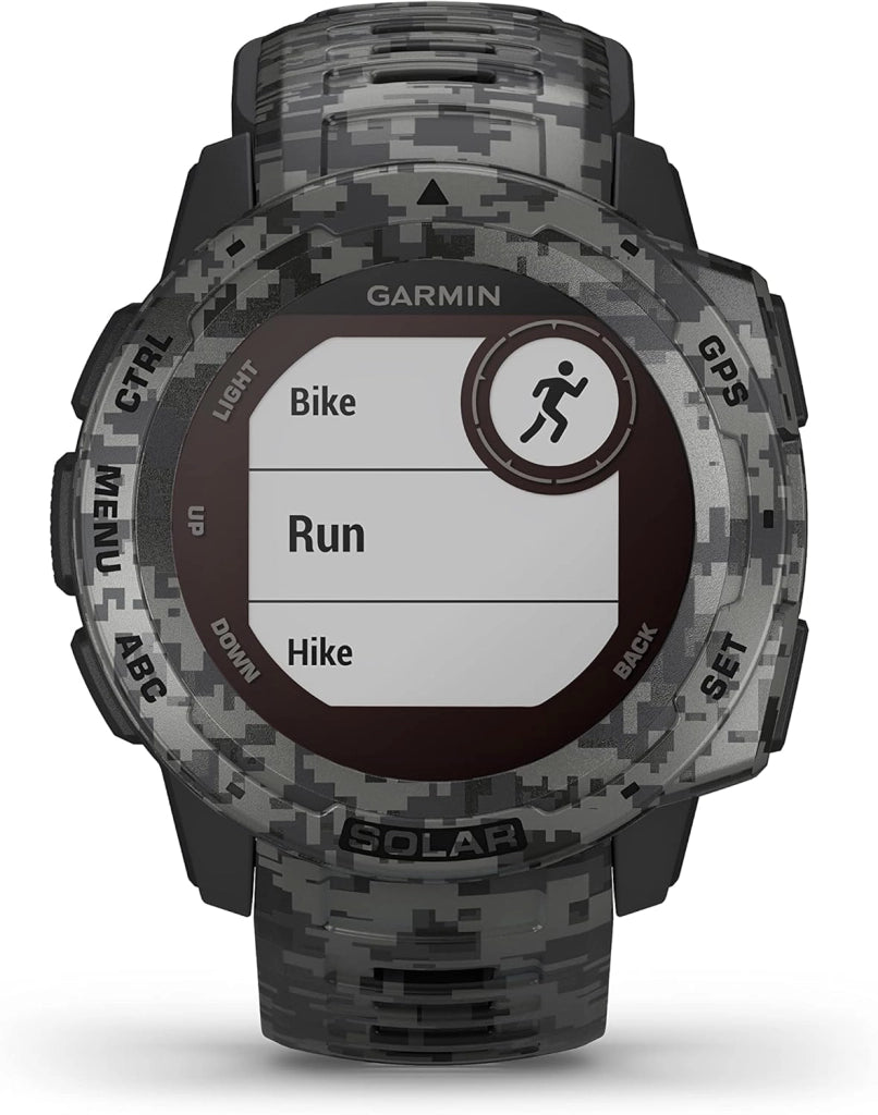 Instinct Solar, Camo Edition, Graphite - Smartwatch Gps Ultra-Resistente con Ricarica Solare, Cardio, Pulseox, App Multisport