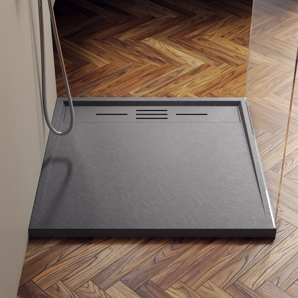 Piatto doccia 80x80 effetto pietra colore grigio | Spanios