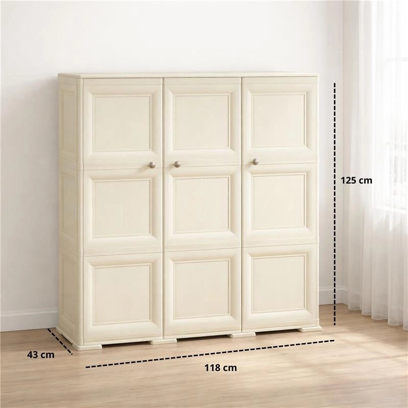 ARMADIO 3 ANTE ANGORA 118X43X125 CM CON PUNTALI – MOBILE ORGANIZZAZIONE CASA DESIGN CLASSICO