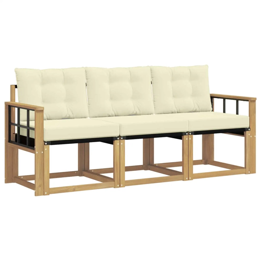 Set di divani da esterno con cuscino 3 pcs Bianco e Crema 3389168