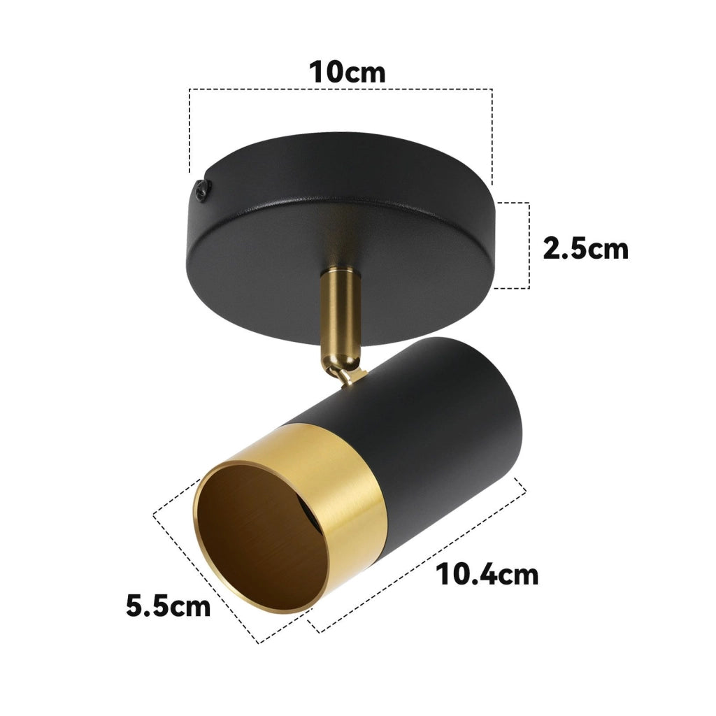 ZMH Faretto da soffitto 1 fiamma nero oro retro GU10 ruotabile 350° per soggiorno