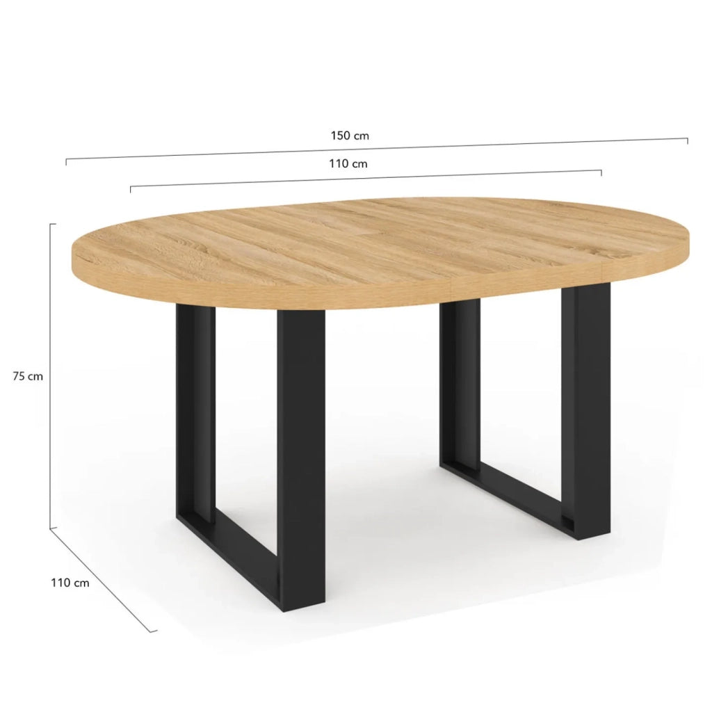IDMarket - Mesa de comedor redonda extensible PHOENIX 4-6 personas madera y negro 110-150 cm